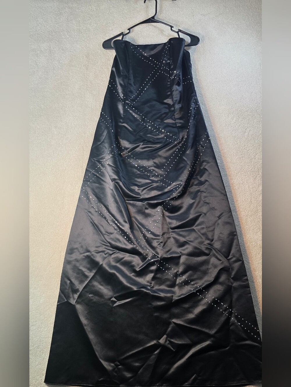 Jessica McClintosh Y2K Black Column Gown Strapless Rhinestones Homecoming 12